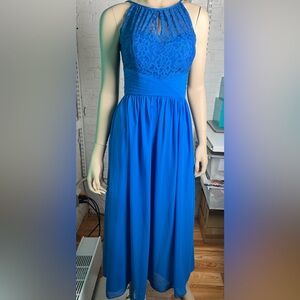 Blue lace long dress